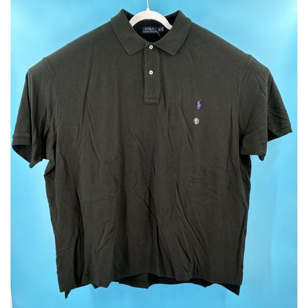 NEW! Polo Ralph Lauren Mens 4XB Black Classic Fit Polo Shirt Purple Pony NWT